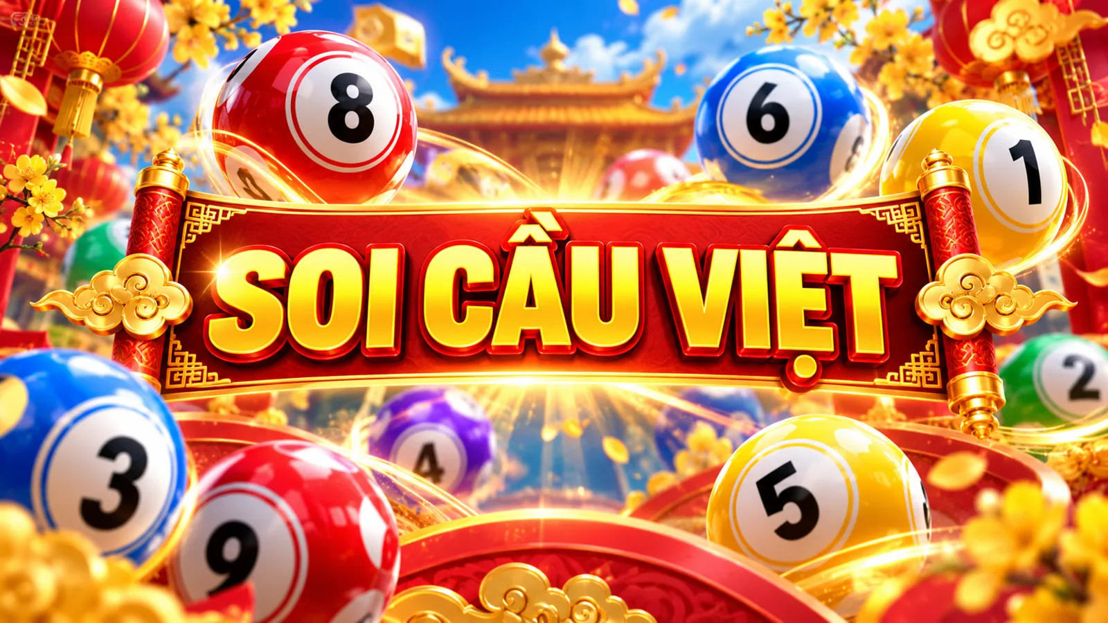 Banner Soi Cầu Việt với tiêu đề chủ đề và bóng số nhiều màu.